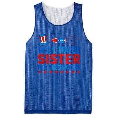 Will Trade Sister For Firecrackers Funny 4th Of July Mesh Reversible Basketball Jersey Tank