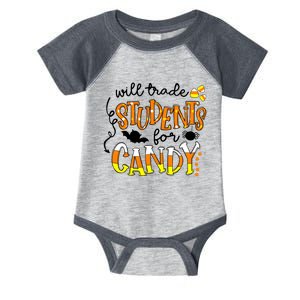 Will Trade Students For Candy Teacher Halloween Infant Baby Jersey Bodysuit