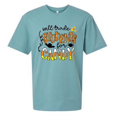 Will Trade Students For Candy Teacher Halloween Sueded Cloud Jersey T-Shirt