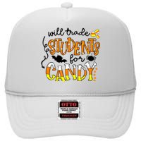 Will Trade Students For Candy Teacher Halloween High Crown Mesh Back Trucker Hat