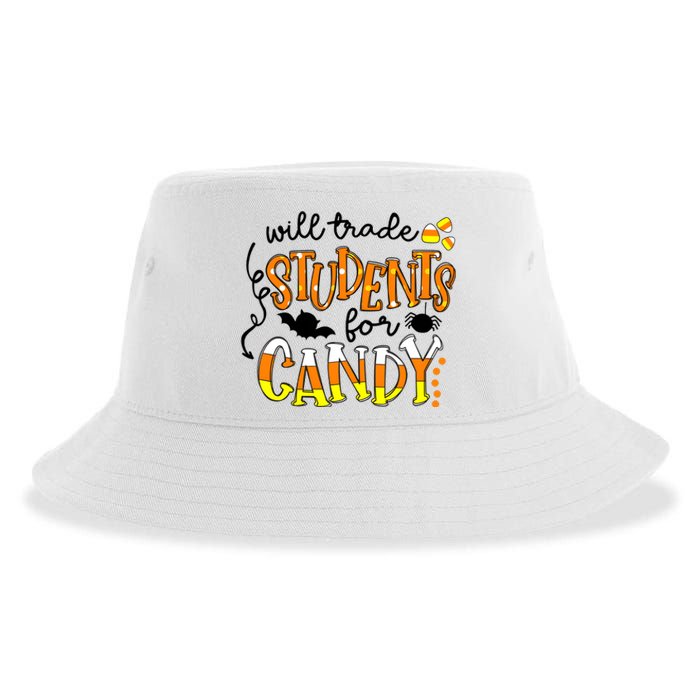 Will Trade Students For Candy Teacher Halloween Sustainable Bucket Hat