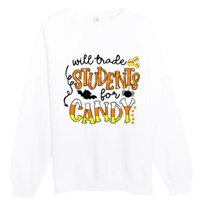 Will Trade Students For Candy Teacher Halloween Premium Crewneck Sweatshirt