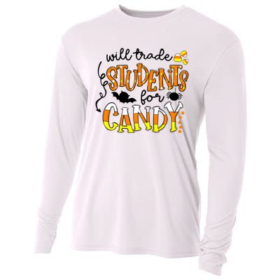 Will Trade Students For Candy Teacher Halloween Cooling Performance Long Sleeve Crew