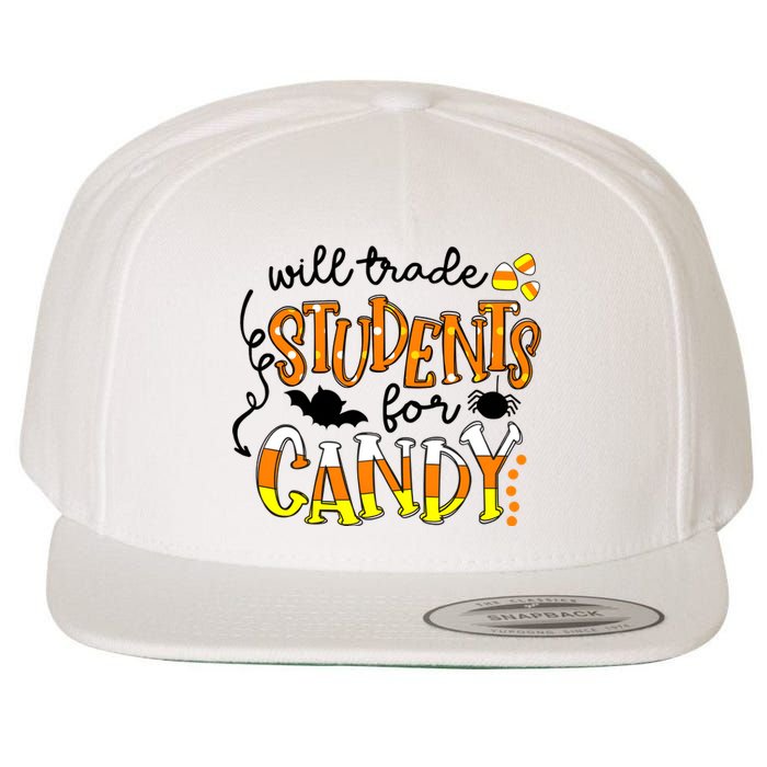 Will Trade Students For Candy Teacher Halloween Wool Snapback Cap