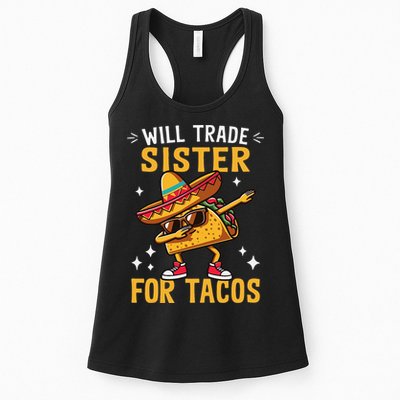 Will Trade Sister For Tacos Lovers Cute Funny Cinco De Mayo Womens Tank Top