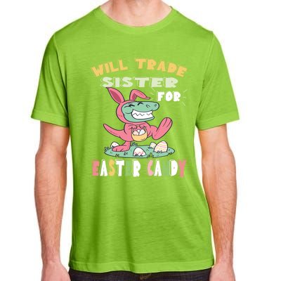 Will Trade Sister For Easter Candy Dinosaur T Rex Bunny Ears Gift Adult ChromaSoft Performance T-Shirt