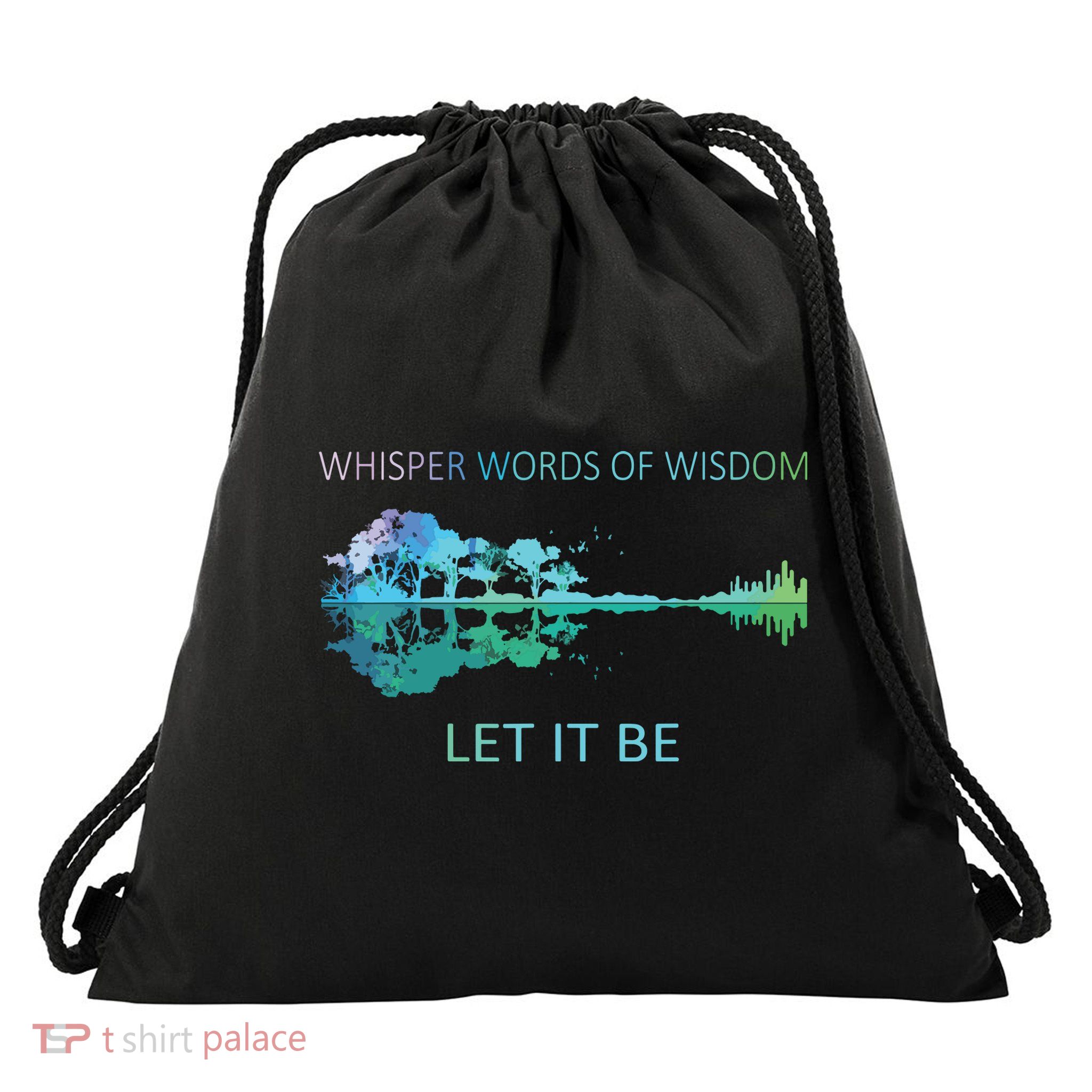 Watercolor Tree Sky There Will Be An Answer Let It Be Guitar Drawstring Bag