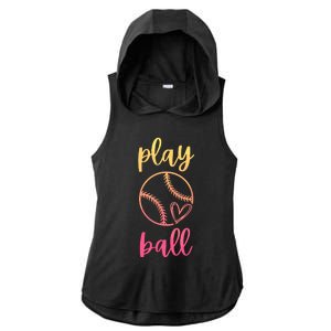 Women Teen Softball Play Ball Ladies PosiCharge Tri-Blend Wicking Draft Hoodie Tank