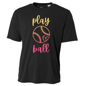 Women Teen Softball Play Ball Cooling Performance Crew T-Shirt