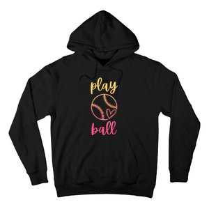 Women Teen Softball Play Ball Hoodie