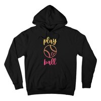 Women Teen Softball Play Ball Hoodie