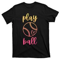 Women Teen Softball Play Ball T-Shirt