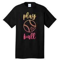 Women Teen Softball Play Ball Tall T-Shirt