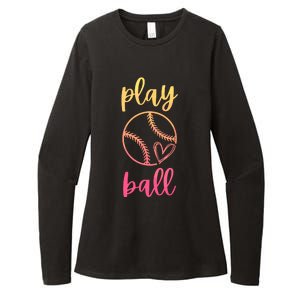 Women Teen Softball Play Ball Womens CVC Long Sleeve Shirt