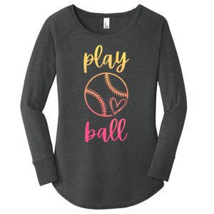 Women Teen Softball Play Ball Women's Perfect Tri Tunic Long Sleeve Shirt