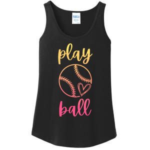 Women Teen Softball Play Ball Ladies Essential Tank