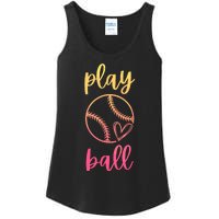 Women Teen Softball Play Ball Ladies Essential Tank