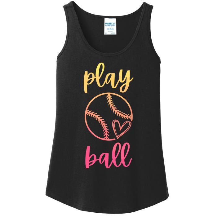 Women Teen Softball Play Ball Ladies Essential Tank