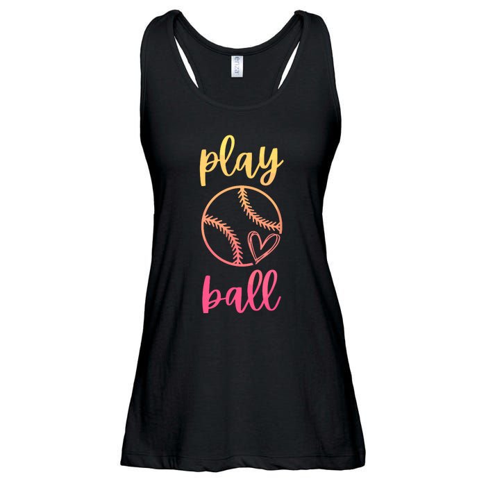 Women Teen Softball Play Ball Ladies Essential Flowy Tank