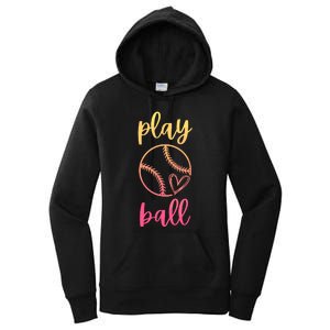 Women Teen Softball Play Ball Women's Pullover Hoodie