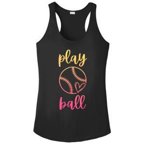 Women Teen Softball Play Ball Ladies PosiCharge Competitor Racerback Tank