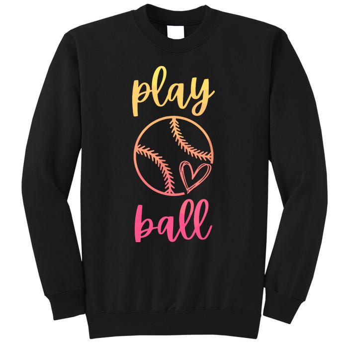 Women Teen Softball Play Ball Tall Sweatshirt