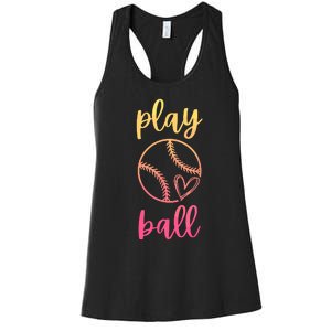 Women Teen Softball Play Ball Women's Racerback Tank