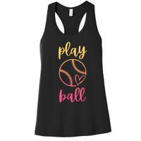 Women Teen Softball Play Ball Women's Racerback Tank