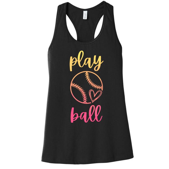 Women Teen Softball Play Ball Women's Racerback Tank