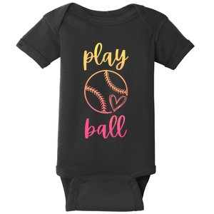 Women Teen Softball Play Ball Baby Bodysuit