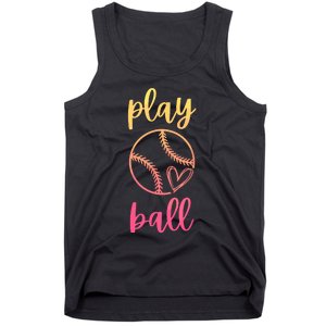 Women Teen Softball Play Ball Tank Top