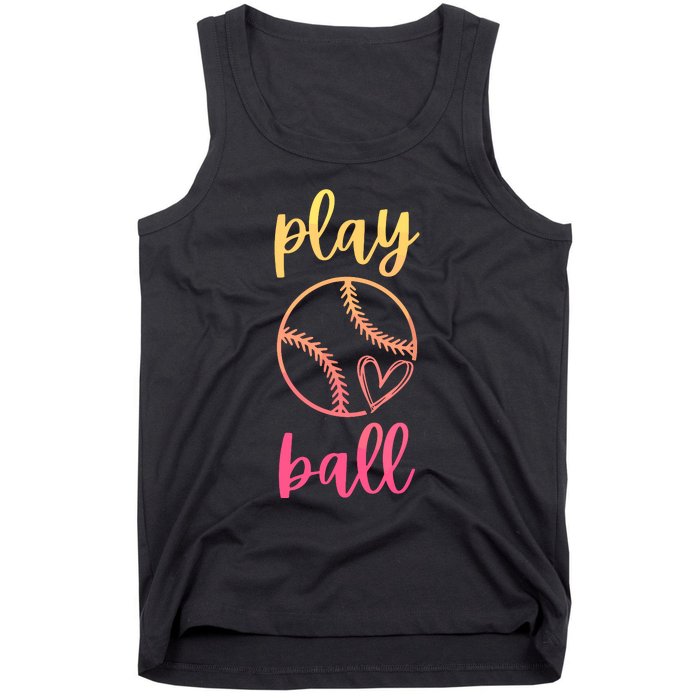 Women Teen Softball Play Ball Tank Top