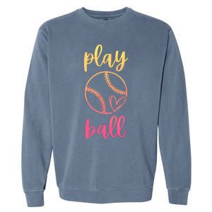 Women Teen Softball Play Ball Garment-Dyed Sweatshirt