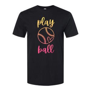 Women Teen Softball Play Ball Softstyle CVC T-Shirt