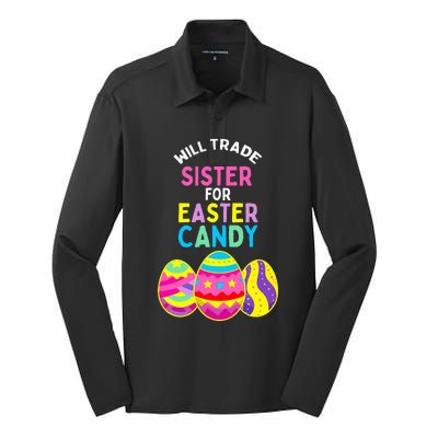 Will Trade Sister for Easter Candy Eggs Cute Silk Touch Performance Long Sleeve Polo