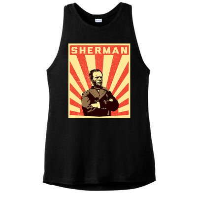 William Tecumseh Sherman Propaganda Design General Sherman Ladies PosiCharge Tri-Blend Wicking Tank