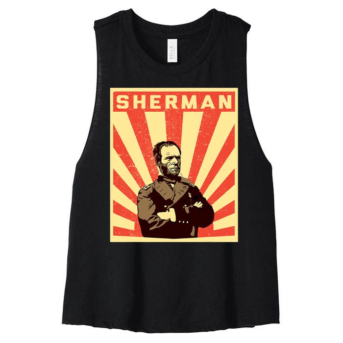 William Tecumseh Sherman Propaganda Design General Sherman Women's Racerback Cropped Tank