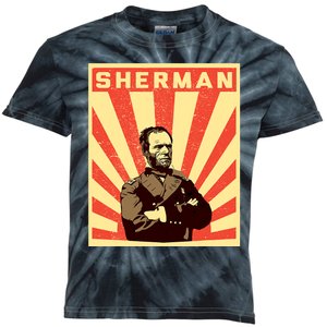 William Tecumseh Sherman Propaganda Design General Sherman Kids Tie-Dye T-Shirt