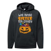 Will Trade Sister For Candy Funny Halloween Family Performance Fleece Hoodie