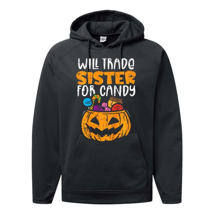 Will Trade Sister For Candy Funny Halloween Family Performance Fleece Hoodie