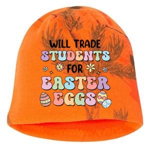 Will Trade Students For Easter Eggs Funny Teacher Easter Day Kati - Camo Knit Beanie