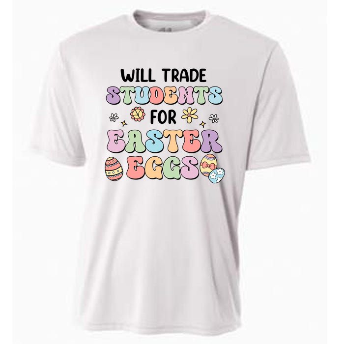 Will Trade Students For Easter Eggs Funny Teacher Easter Day Cooling Performance Crew T-Shirt