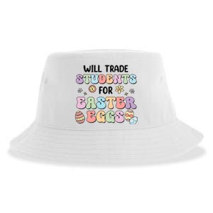 Will Trade Students For Easter Eggs Funny Teacher Easter Day Sustainable Bucket Hat