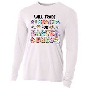 Will Trade Students For Easter Eggs Funny Teacher Easter Day Cooling Performance Long Sleeve Crew