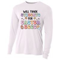 Will Trade Students For Easter Eggs Funny Teacher Easter Day Cooling Performance Long Sleeve Crew