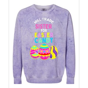 Will Trade Sister For Easter Candy Eggs Cute Boy Girl Colorblast Crewneck Sweatshirt