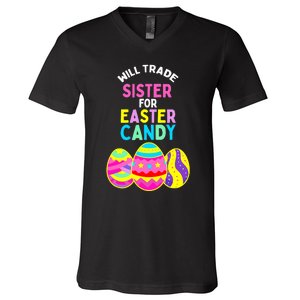 Will Trade Sister For Easter Candy Eggs Cute Boy Girl V-Neck T-Shirt