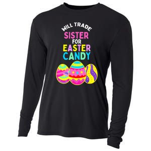 Will Trade Sister For Easter Candy Eggs Cute Boy Girl Cooling Performance Long Sleeve Crew