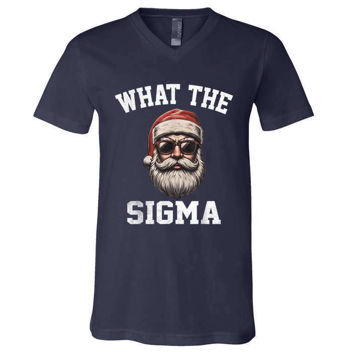 What The Sigma Santa Funny Christmas Meme Xmas Rizz V-Neck T-Shirt