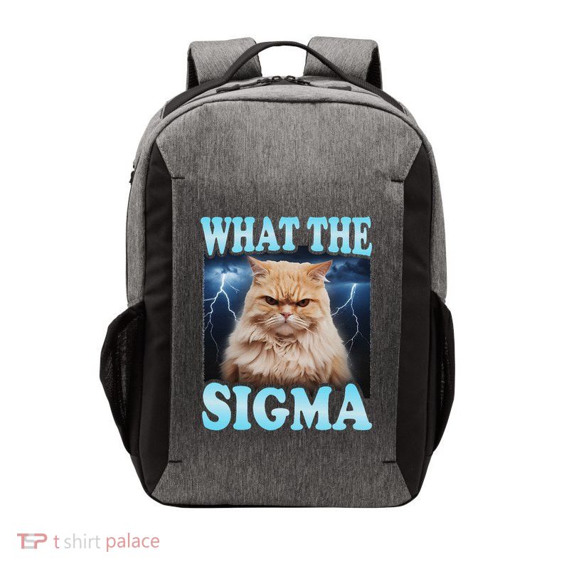 What The Sigma Funny Cat Meme Hilarious Lightning Gift Vector Backpack